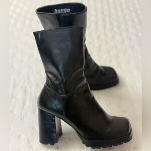 Vintage Y2K BONGO Square Toe Chunky Platform Ankle Boots Women’s Size 8.5 Black